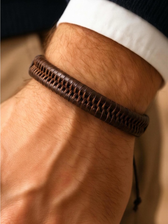 Other - Braided Leather Men's Bracelet in Brown and Black